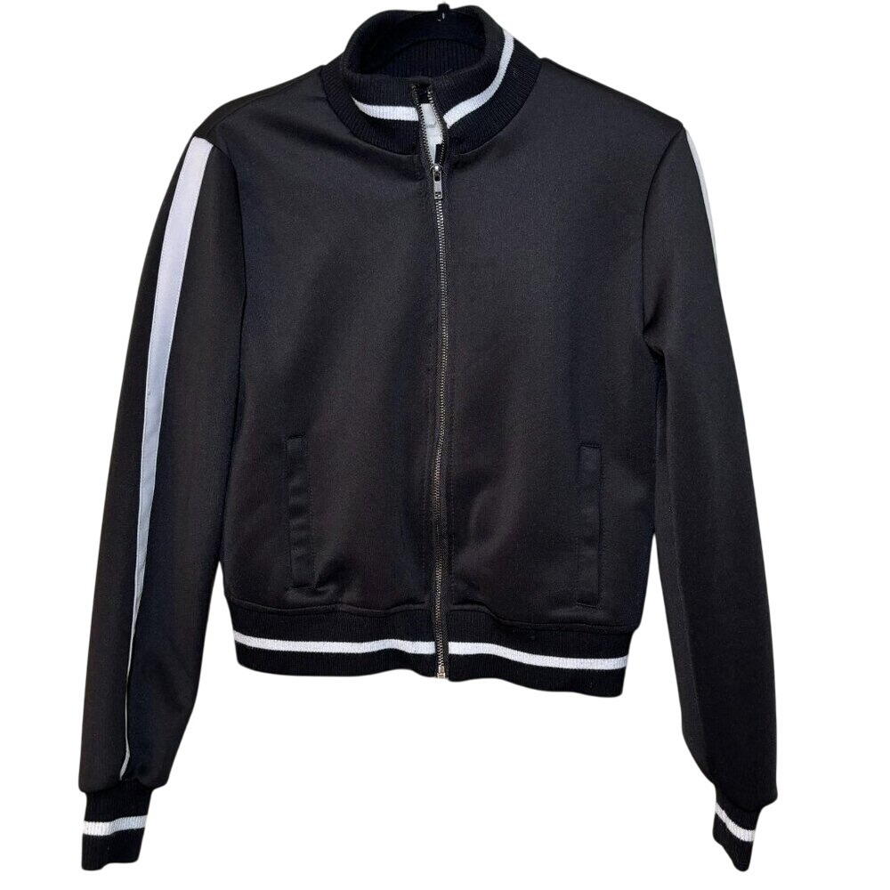 Wet Seal Black & White‎ Varsity Bomber Jacket, Size Medium